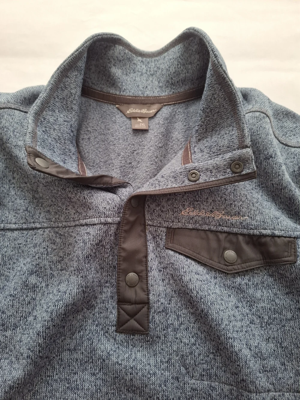 Eddie Bauer Men's Blue Heather Pullover Sweater SZ 2XL